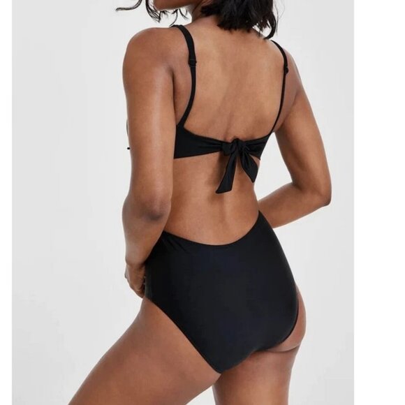 NWT Bar III Women's Studded One-Piece Swimsuit, Black With Silver - Picture 2 of 4